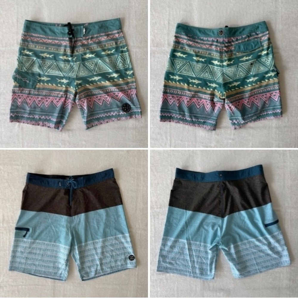 2pc Men's Board Shorts Bundle Size 38 Lot of 2 Maui‎ And Sons Split Surf Swim